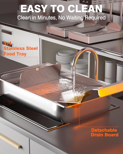 PYY French Fry Warmer - Update Commercial Food Heat Lamp Fry Dump Station Chip Warmer Food Warmer Adjustable Height 7.9"-11" Temp 86°F-156°F Countertop Freestanding for Restaurant Buffet - size: 10L Adjust Height
