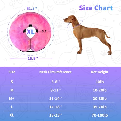 Dog Cone, Y-blue Dog Cone Collar Inflatable Puppy Neck Collar(Rose Purple, XL) - color: Rose Purple, size: X-Large