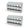 Brower 2-Tier 10-Hole Galvanized Steel Chicken Nesting Box, Silver, 2-Pack | Holds 50 to 60 Hens per Unit, Hinged Folding Perches, Ventilation Holes, Removable Bottoms, Slanted Roof