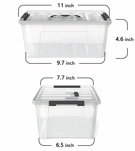 WYT Clear Storage Latch Bins, 6-Pack Storage Organizer Box with Handle and Lids, 5-Litre - color: Clear