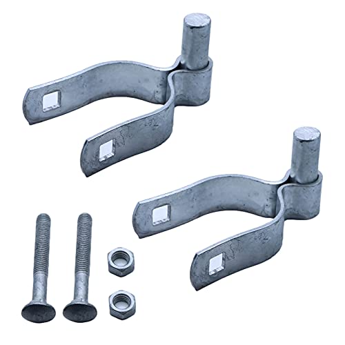 2-3/8" Chain Link Fence Gate Post Hinge - Use for 2-3/8 in. Outside Diameter [2 3/8" OD] Post/Pipe - Galvanized Chain Link Post Gate Hinge - Nut/Bolt Included for Hinge