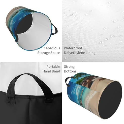 Laundry Basket Seaside Palm Trees Collapsible Large Capacity, 63L Dirty Clothes Basket Durable Lightweight Hamper With Handles Ideal For Clothes,Toys Home Organization15.7 * 19.6in - color: Palm
