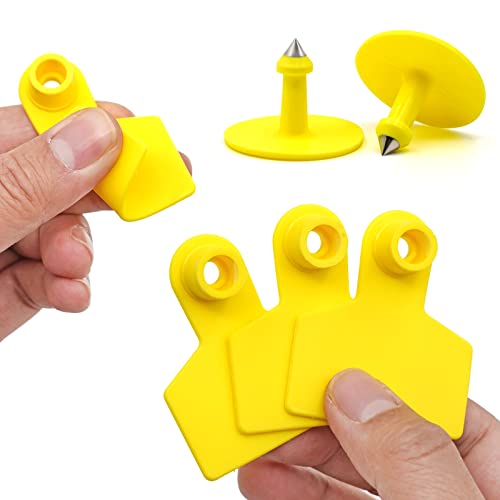 Blank Ear Tags 100 Pieces Livestock Identification Cards Blank Livestock Ear Tags for Cattle Cow Pig Goat Sheep Dog (Yellow) - color: Yellow