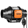 VEVOR Inline Duct Fan, 4-Inch 200 CFM with Variable Speed Controller, Quiet AC-Motor Ventilation Exhaust Fan for Cooling Booster, Grow Tents, Hydroponics - size: 4" Fan & Variable Speed Controller