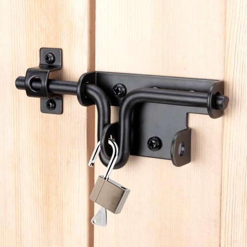 Slide Bolt Gate Latch, 3 Pack Heavy Duty Slide Latches | Thickened Steel, Black Powder Coated; Padlock Hole for Extra Security; for Wood Fence, Barn, Shed, Garden Gates - size: 3 Pack