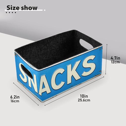 Storage Baskets Felt Foldable Storage Cube Shelf Bins Organizer Box for Kids Toys Office Bedroom Closet Babies Nursery 2-Pack (Snacks Words Blue) - color: Snacks Words Blue