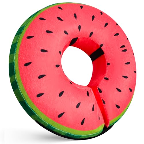 Inflatable Dog Cone Collar for After Surgery, Soft Adjustable Blow up Donut E-Collar for Small Medium Large Dog and Cats - color: Watermelon, size: X-Large (Neck: 18"-24")