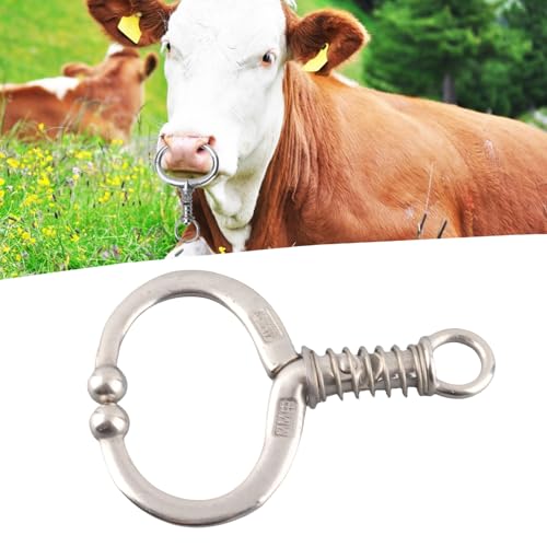 Cattle Nose Ring for Cows and Bulls Stainless Steel Spring Loaded Nose Clamp Compatible with Most Farm Breeds Safe and Lightweight