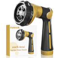 FANHAO Heavy Duty Garden Hose Nozzle, Metal Hose Sprayer Easy Thumb Control | 8 Spray Patterns, Rustproof Water Nozzle, Non-Slip Ergonomic Grip, Elder & Child Friendly for Garden, Car & Pet, Yellow - color: Yellow
