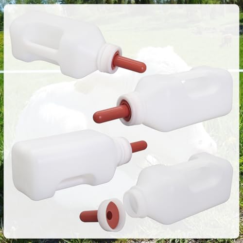 Calf Bottle with Hand Grip Handle and a Replacement Nipple,2 Quart Calf Milk Feeder Nursing Feeding Bottle (Red, Calf Bottle with Screw Nipple) - size: Calf Bottle with Screw Nipple