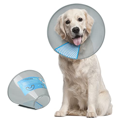 Supet Dog Cone Collar to Stop Licking, Elizabeth Recovery Collar After Surgery for Large, Medium, Small Dogs, Pet Head Cone Alternative - color: Grey, size: S(Neck: 11.5~12.6")