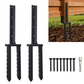 2 Pack 30" Fence Post Repair Kit for Fix 4x4|6x6 Fence Post | Wave Design Fence Post Stake Spike ,Fence Post Anchor Ground Spike for Repair Tilted/Broken Wood Fences Post - size: 2 Pcs