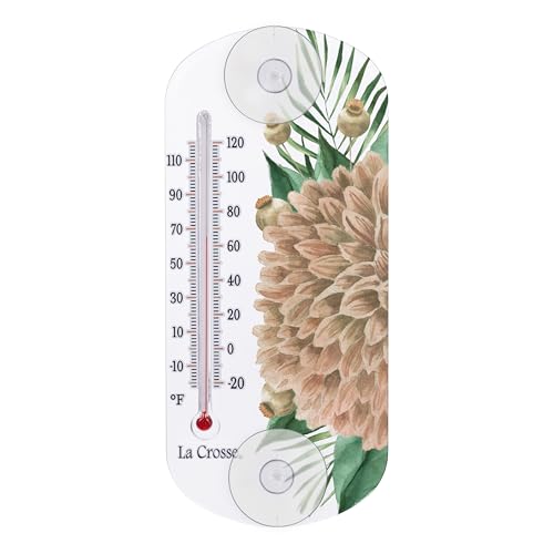 La Crosse 204-1520M 8-inch Analog Capillary Window Thermometer with Mum - color: Pink