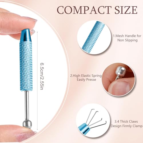 ONESING 2Pcs Piercing Ball Grabber Tool for Changing Jewelry, Stianless Steel Flat Back Earring Applicator Internally Threaded Push Pin Piercing Grabber Tool - color: Blue