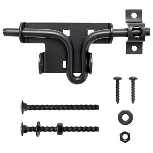Slide Bolt Gate Latch, Fence Gate Lock, 6.5 Inch, Black | 6.5-inch black slide bolt latch for wood fences, sheds and barn doors; durable outdoor gate lock with smooth sliding action. - size: Sliding Rod Type