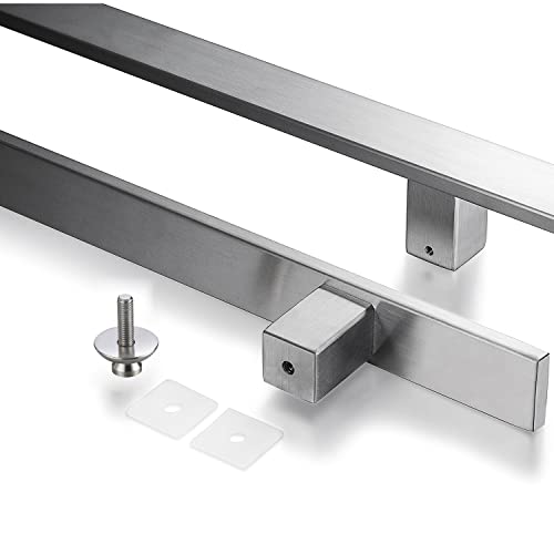 TOGU TG-6018 24 inches Solid Standoffs Heavy-Duty Commercial Grade-304 Stainless Steel Push Pull Door Handle/Barn Door Pull Handle/Glass Pulls, Full Brushed Stainless Steel Finish