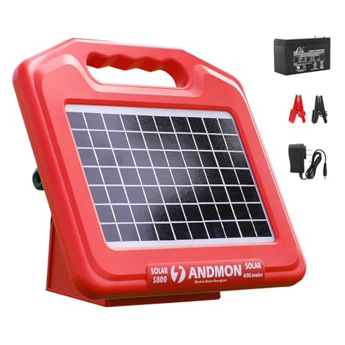 50 Miles Solar Electric Fence Charger, 0.95 Joule High-Power Solar Fence Charger for Livestock, Horses, and Wildlife Control, Solar Electric Fence with Easy Installation - size: S800