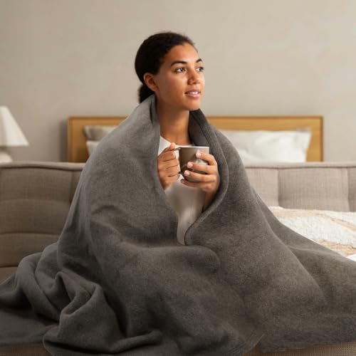 REDCAMP Wool Blanket, Warm and Thick Wool Camping Blanket, Grey | Great for Outdoors, Camping, Stadium Blanket, Picnics, Travel and Car, Machine Washable 86"x 63" - color: 86"x 63" Grey