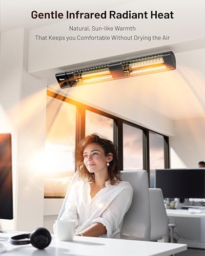 DR. INFRARED HEATER DR-239 3000W Indoor & Outdoor Infrared Patio Heater, Wall or Ceiling Mount, IP55 Weatherproof, Commercial or Residential, 220V-240V Electric Heater with Remote & Mounting Kit - size: 41.2 Inches