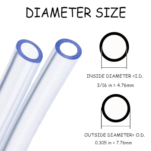 50 Feet PVC- 3/16" ID Clear Vinyl Tubing Food Grade Multipurpose Tube for Beer Line, Kegerator, Wine Making, Aquaponics, Air Hose - size: 3/16" ID, style: 50 Feet