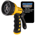 Dramm Revolver Heavy Duty Metal Garden Hose Nozzle – 9 Spray Patterns, High Pressure Jet, Thumb-Control Flow, Ergonomic Grip – Yellow - color: Yellow, size: No Size (Single), style: 9-Pattern Revolver