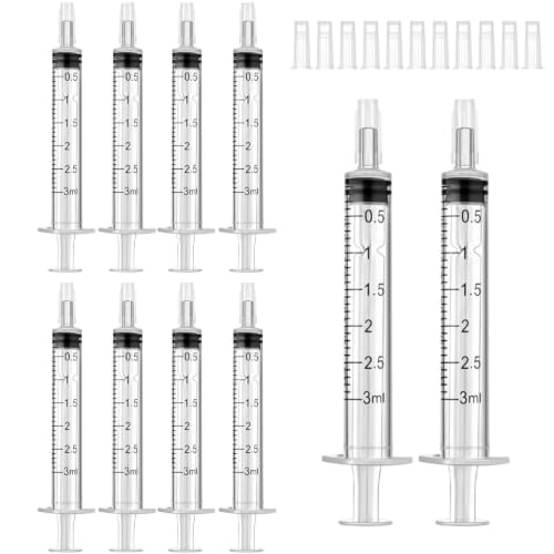 10 Pack 3ml Syringe with Cap, ANCKNE Disposable Syringes for liquid, Colostrum Syringes, No Needle for Pet Feeding, Scientific Labs, Measuring Liquids, Oil & Glue Dispenser - size: New-3ml Syringes-10Pcs