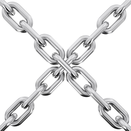 2 Pcs 5/32 x 23 Inch Link Chain 304 Stainless Steel Coil Chain, 4mm | for Transport Tie Down Binder Chain Pulling Towing Hanging, Home, Camping, Pet Towing
