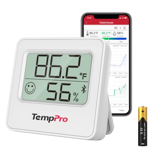 TempPro TempAir Bluetooth Digital Hygrometer Indoor Thermometer of 260FT | Humidity Meter with Smart App, Room Thermometer Humidity Gauge with Temperature Humidity Sensor - size: Bluetooth Thermometer