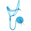 Jeffers Equine Braided Mule Tape Halter with 10' Detachable Lead Rope Set for Horses, 14 to 18 Hands - Stylish Design with Adjustable Poll Strap, Easy to Use Western Tack - Turquoise - color: Turquoise
