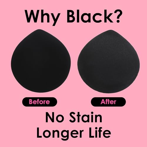 COOL-ANGLE Makeup Sponge Set, Latex-Free Soft Blender, 5 Pcs, Black Medium | Perfect For Liquid Foundation, Washable Beauty Gift Set, Seamless Airbrushed Finish, Safe For Sensitive Skin - color: B1:Black*5