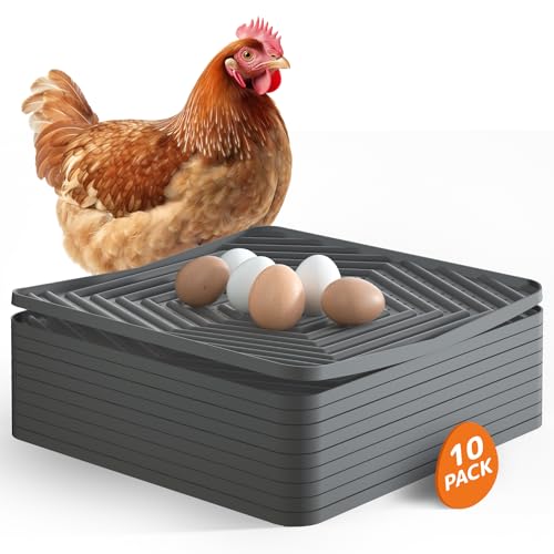 Pawtners 10-Pack Washable Chicken Nesting Box Pads, Reusable Laying Pad | Silicone Enduring Nesting Box Liners 12"x 12" Chicken Laying Pads for Laying Egg Poultry Nest Box Pads Easy to Clean - color: Grey - 10Pack
