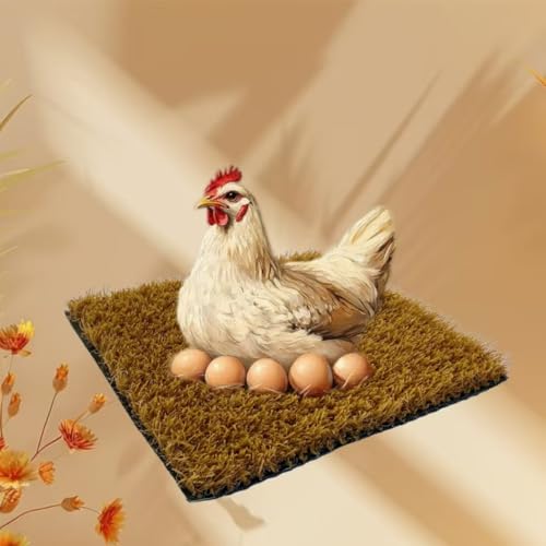 4 Pack Washable Chicken Nesting Pads, Artificial Grass Nest Box Pads for Laying Hens, Reusable Chicken Coop Nesting Mats, Soft Nesting Bedding for Chickens, 12 x 12 Inch, Brown