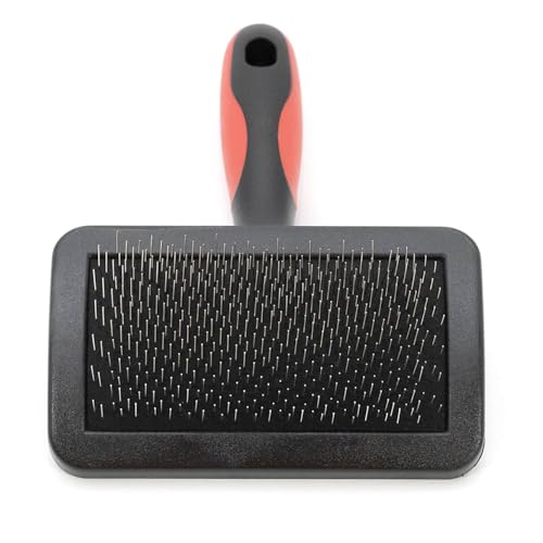 Jeffers Dual Level Pin Universal Slicker Brush for Dogs, Cats & Small Pets - Curved Grooming Brush with Long & Short Pins for Shedding, Detangling, Finishing - Remove Mats & Dead Coat - Medium - color: Dual Level Pin, size: Medium