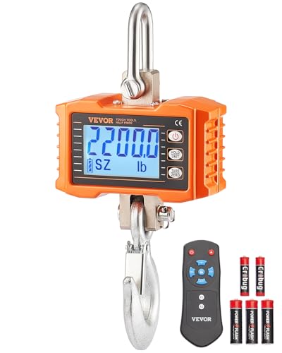VEVOR Digital Crane Scale, 2200 lbs/1000 kg, Industrial Heavy Duty Hanging Scale with Remote Control, Cast Aluminum Case & LCD Screen, High Precision for Construction, Factory, Farm, Hunting (Orange) - style: 2200BLS