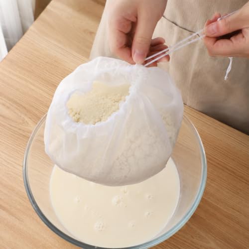 5 Pack 200 Mesh Fine Mesh Strainer, Cheese Cloth Bags for Straining | Bowl-Shaped Nut Milk Bags, Reusable Nylon Cheese Cloth Filter Bag for Nutmilk Juices Cold Brew Tea Coffee Juice Soy