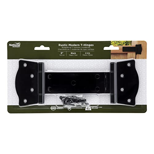 National Hardware N166-030 6-in Mountain Modern T Black Gate Hinge, 2 Count