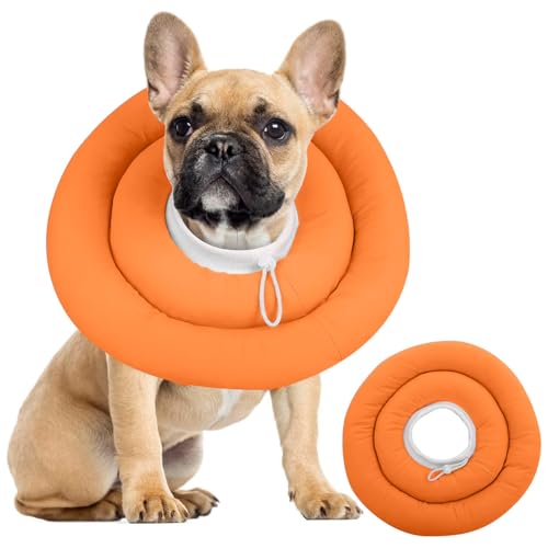 IDOMIK Dog Recovery Collar, Waterproof Soft Dog Cone After Surgery | Comfy Protective Elizabethan Collar Alternative for Dogs Cats, Adjustable Pet Neck Donut Cone Anti-Licking Wounds,Orange,L - color: Orange, size: L