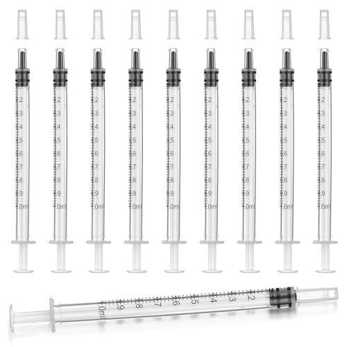 12pack 1ml Syringes Without Needle Plastic for Liquid, Measuring, Ink Refilling, Oil, Liquids Glue Applicator, With Cap - style: 1ML