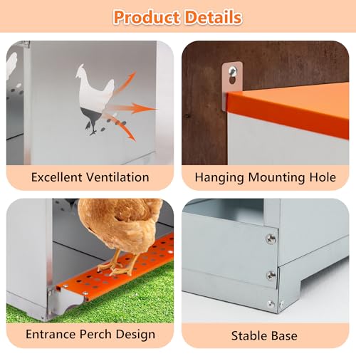 8 Compartment Galvanized Steel Nesting Box Wall Mount | Galvanized Steel Rustproof & Weather Resistant|Vented Design Keeps Interior Dry & Odor Free|Tool-Free Assembly - size: 42.5"L x 17.0"W x 25.0"H