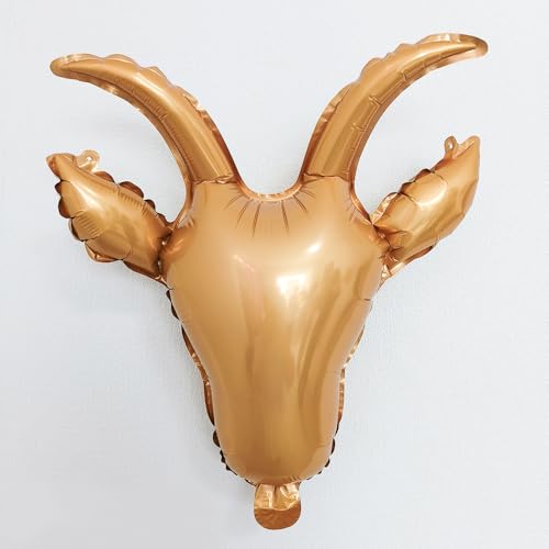6Pcs Gold Goat Head Balloons 17Inch,Capricorn Foil Balloons for Birthday Party, Sports Events, Celebrity Theme Decorations