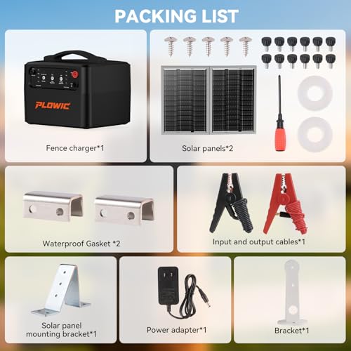 Solar Electric Fence Charger for Livestock: 30 Miles Solar Fence Charger, 12KV 1.5J Output Electric Fence Energizer with 12000mAh Battery, 15W Solar Panel, IP65 Waterproof for Poultry Garden