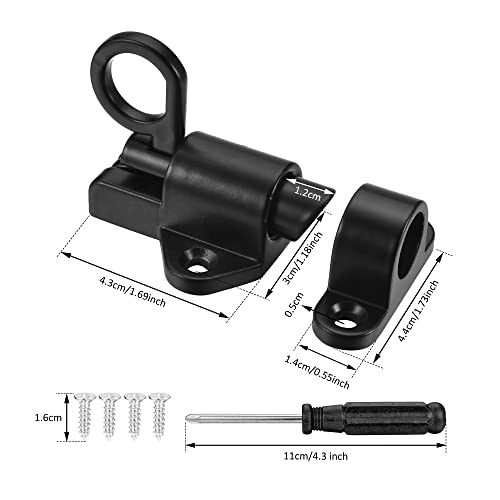 4 Packs Self-Closing Spring Latch Door Spring Bolt Locks Black | Small Spring Loaded Gate Latch Barrel Slide Bolt for Animal Coop Cage Pool Fence Window Attic Hatch Cupboard