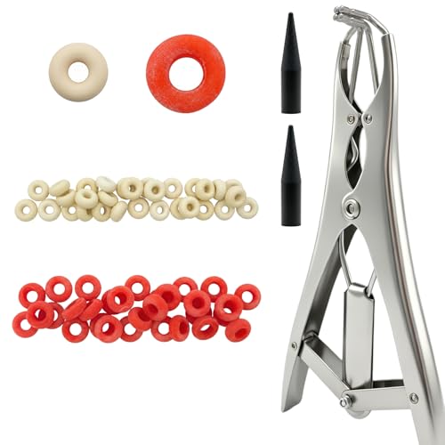 Goat Banding Kit, Livestock Castration Bander with Stainless Steel Expander Pliers, 60Pcs 2 Sizes Castrator Rings and Ring Installation Tool for Goats, Lambs, Calves, Sheep, Piglets - style: Pliers，30-S, 30-M