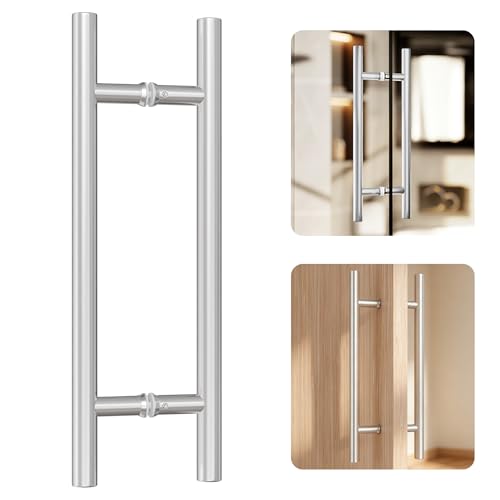 Ranbo 18" Door Pull Handle, 1.2mm 304 Stainless Steel, Brushed Nickel | 11-13/16" Hole Spacing, Fits 1/4"–3/4" Glass Doors and 1-3/8"–2-3/16" Wood Doors, for Shower, Barn and Storefront Door - size: 18 inches/0.98 inches Cross Section Diameter