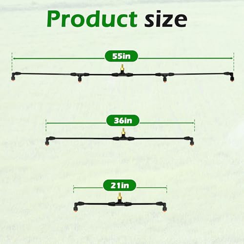 4-Nozzle Boom Sprayer Wand with 3/8" Brass Fitting | 55.1” ATV Sprayer Boom Wide-Coverage Agricultural and Lawn Spray Attachment for Tractors and UTVs, Featuring Two 90° Nozzles