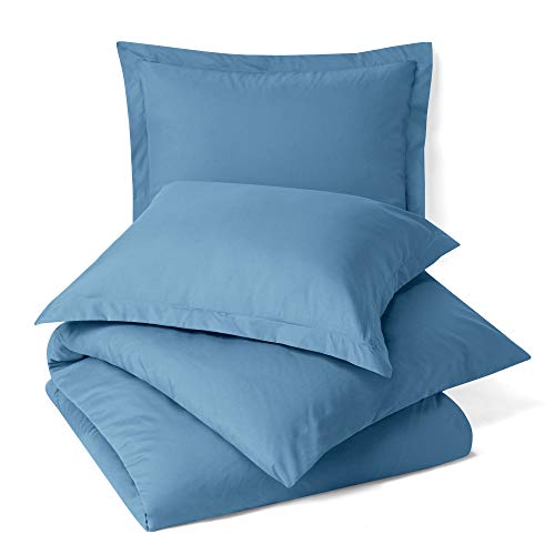 Clara Clark Duvet Cover Ultra Soft Double Brushed Microfiber - Comforter Cover with Button Closure and 2 Pillow Shams, Blue Heaven, Twin - 68"x90" - color: Blue Heaven, size: Twin
