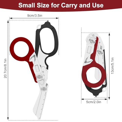 6-in-1 Heavy-Duty Emergency trauma shears (dark red) - color: Dark Red