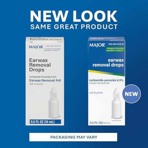 MAJOR Earwax Removal Drops with 6.5% Carbamide Peroxide, 0.5 Fl Oz (1-Pack) | Helps Soften, Loosen, and Remove Excess Earwax, Gentle & Safe Earwax Removal Aid for Adults & Children 12+ - size: 0.5 Fl Oz (Pack of 1)