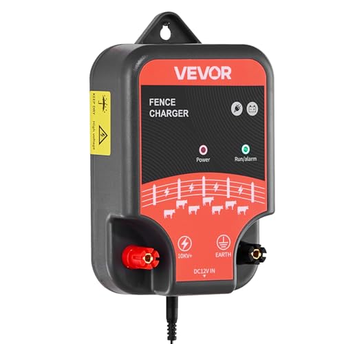 VEVOR Electric Fence Charger, 10kV 2J, AC DC Electric Fence Energizer with LED Indicator, 1.86 Miles Range, Powerful Plug-in Fences Charger, Prevents Wild Animals Intrusion for Livestock Poultry - style: 2J