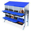 Chicken Nesting Box, Nesting Boxes for Chickens, 8 Compartments Chicken Laying Boxes with Lid Cover, Roll Away Nesting Box for Chickens Laying Egg to Protect Eggs, with Metal Bracket, Blue
